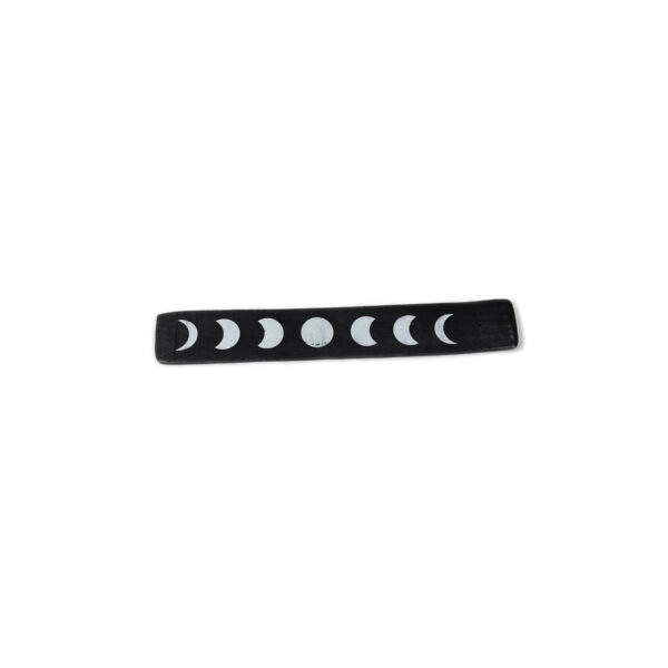 Shreyshti Wooden Incense holder / Ash catcher Phases of Moon Black (Pack of 12) approx. 10" for incense sticks, cones etc. - Image 2
